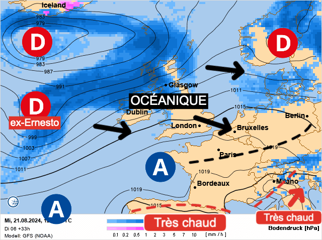 Carte de prévisions d'europe du Mercredi 21 août 2024