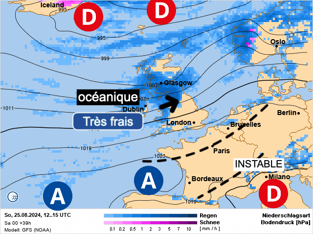 Carte de prévisions d'europe du Dimanche 25 août 2024