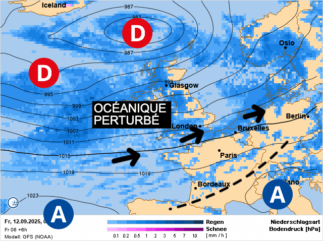 Carte de prévisions d'europe du Vendredi 12 septembre 2025