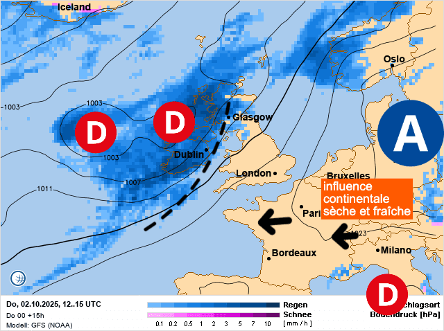 Carte de prévisions d'europe du Jeudi 2 octobre 2025