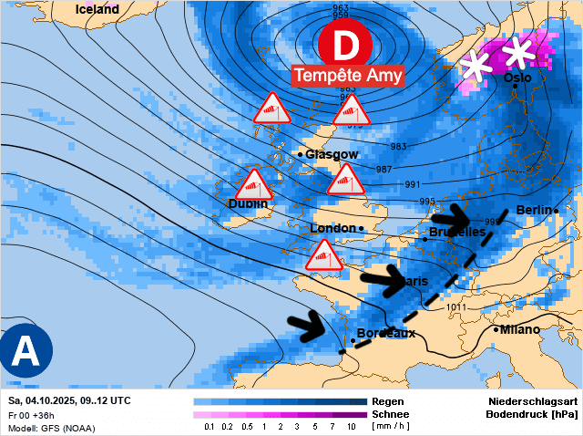 Carte de prévisions d'europe du Samedi 4 octobre 2025