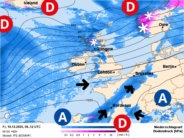 Carte de prévisions d'europe du Vendredi 19 décembre 2025