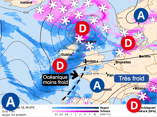 Carte de prévisions d'europe du Mardi 6 janvier 2026