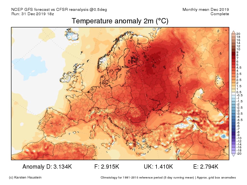 Image d'illustration pour Les anomalies douces dominent toute l'Europe depuis le début de l'hiver